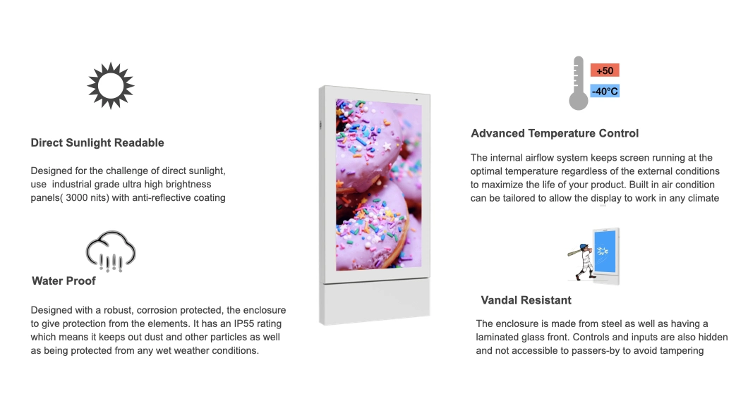 Advertising Display Outdoor LCD Digital Signage Totem with Ar Coating for Airport